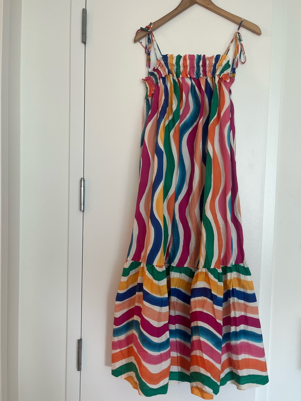FARM Rio Multicolor Wavy Stripe Maxi Dress